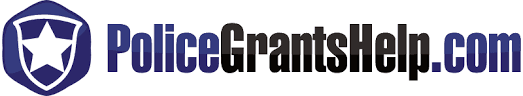 The logo for policegrantshelp.com, which is the outline of a badge with a star inside of it.