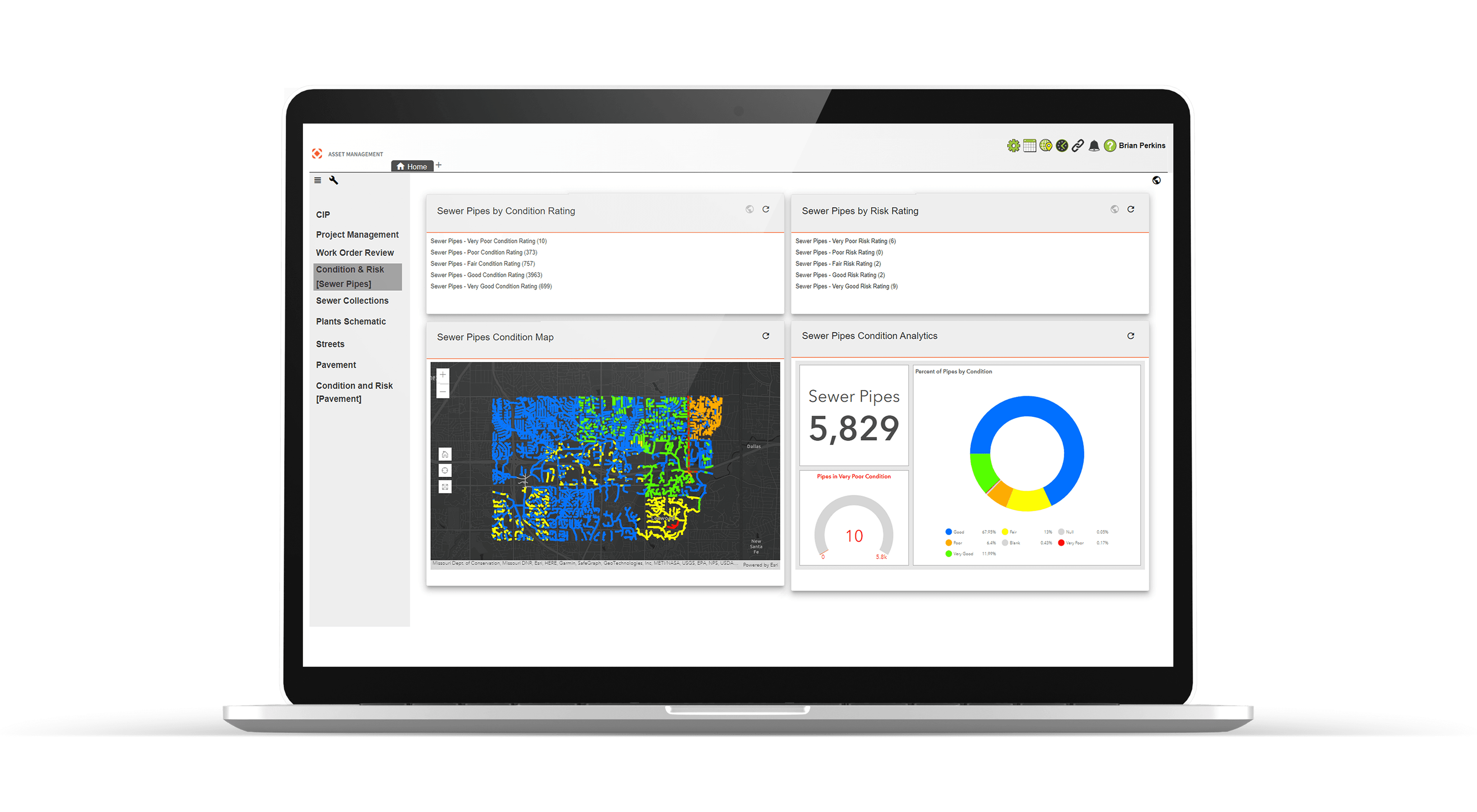 CentralSquare's Enterprise Asset Management software displayed on a laptop.