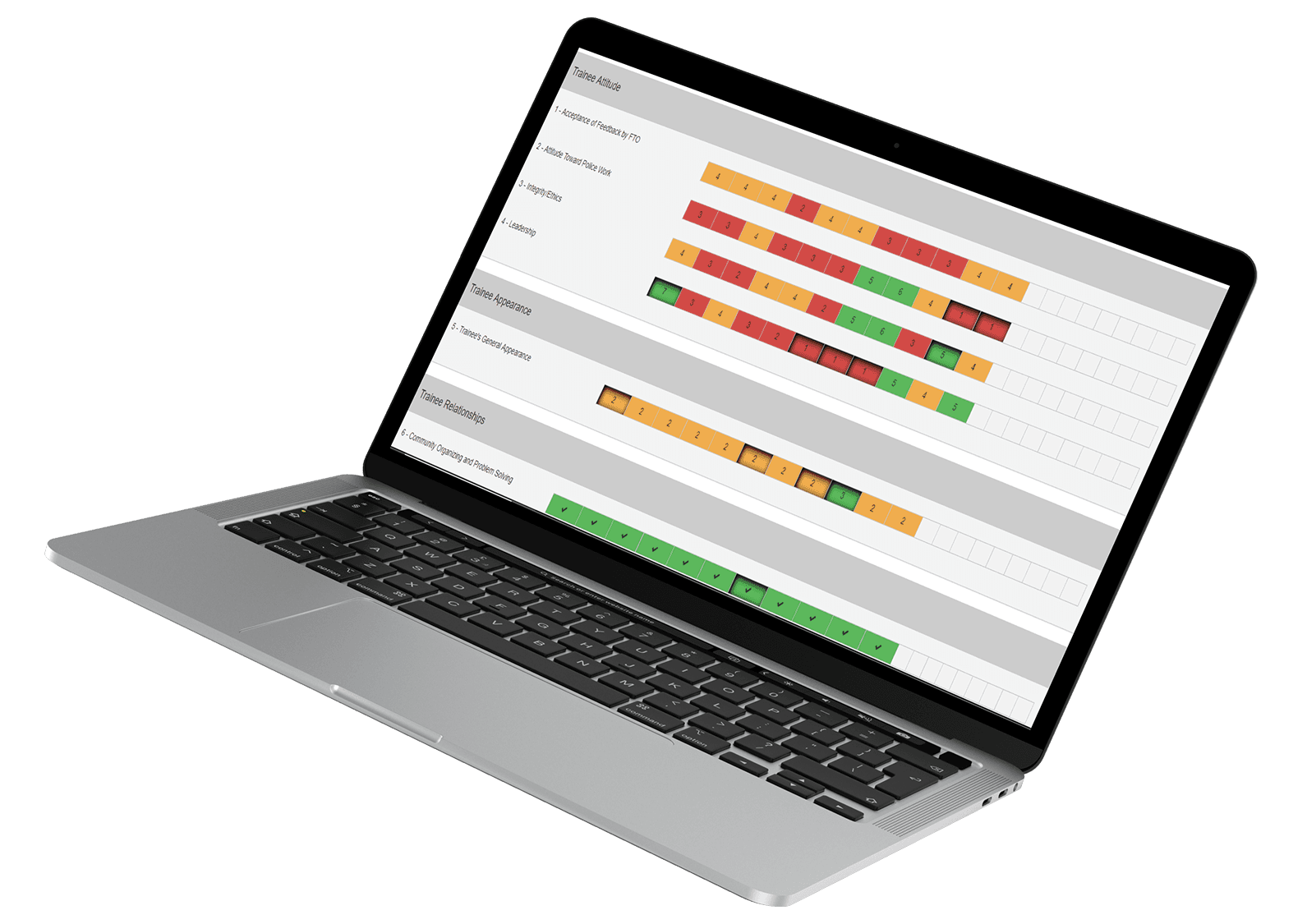 A laptop shows CentralSquare's Field Training interface.