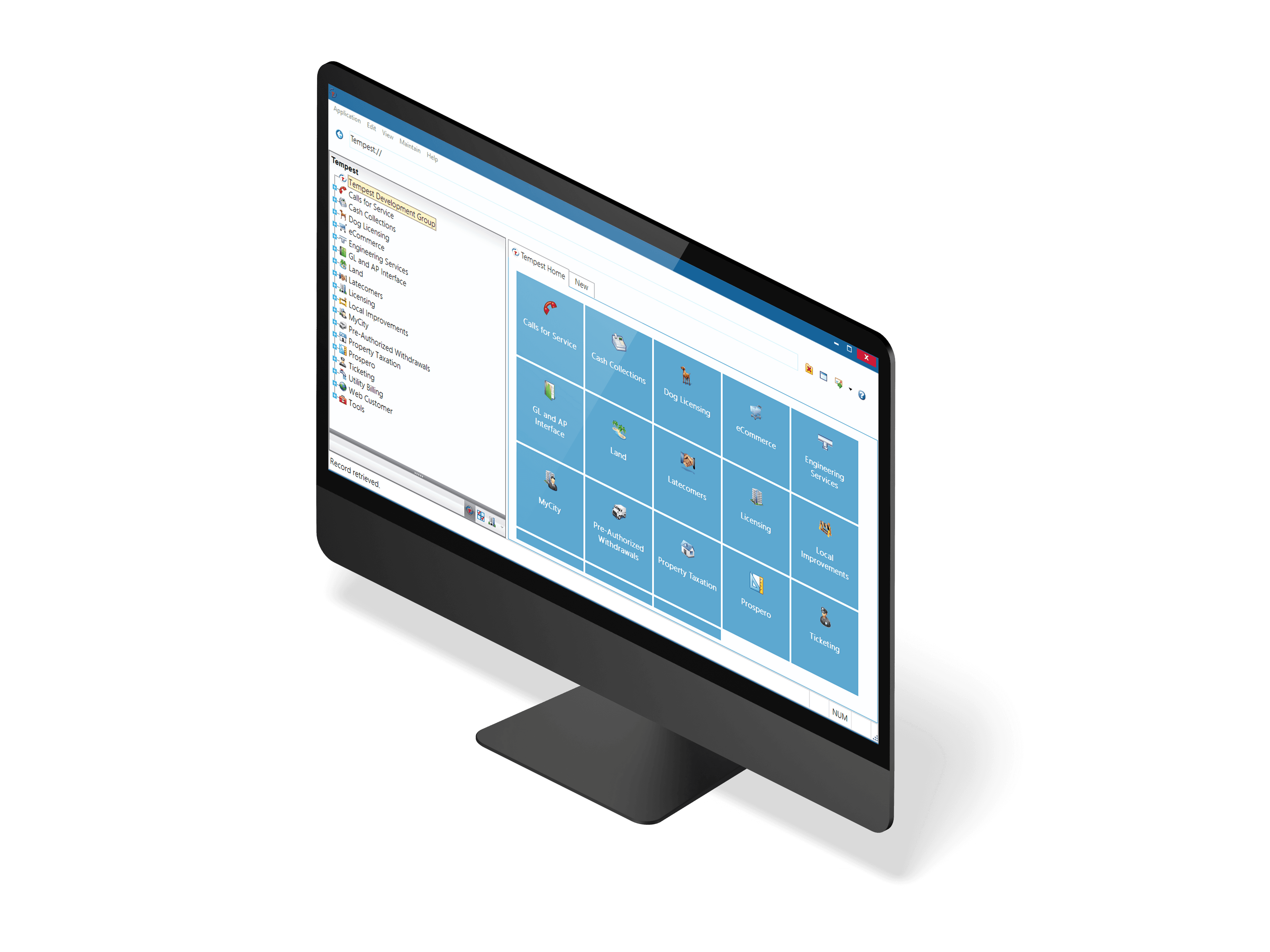 A desktop displays a dashboard view of CentralSquare's Tempest solution.