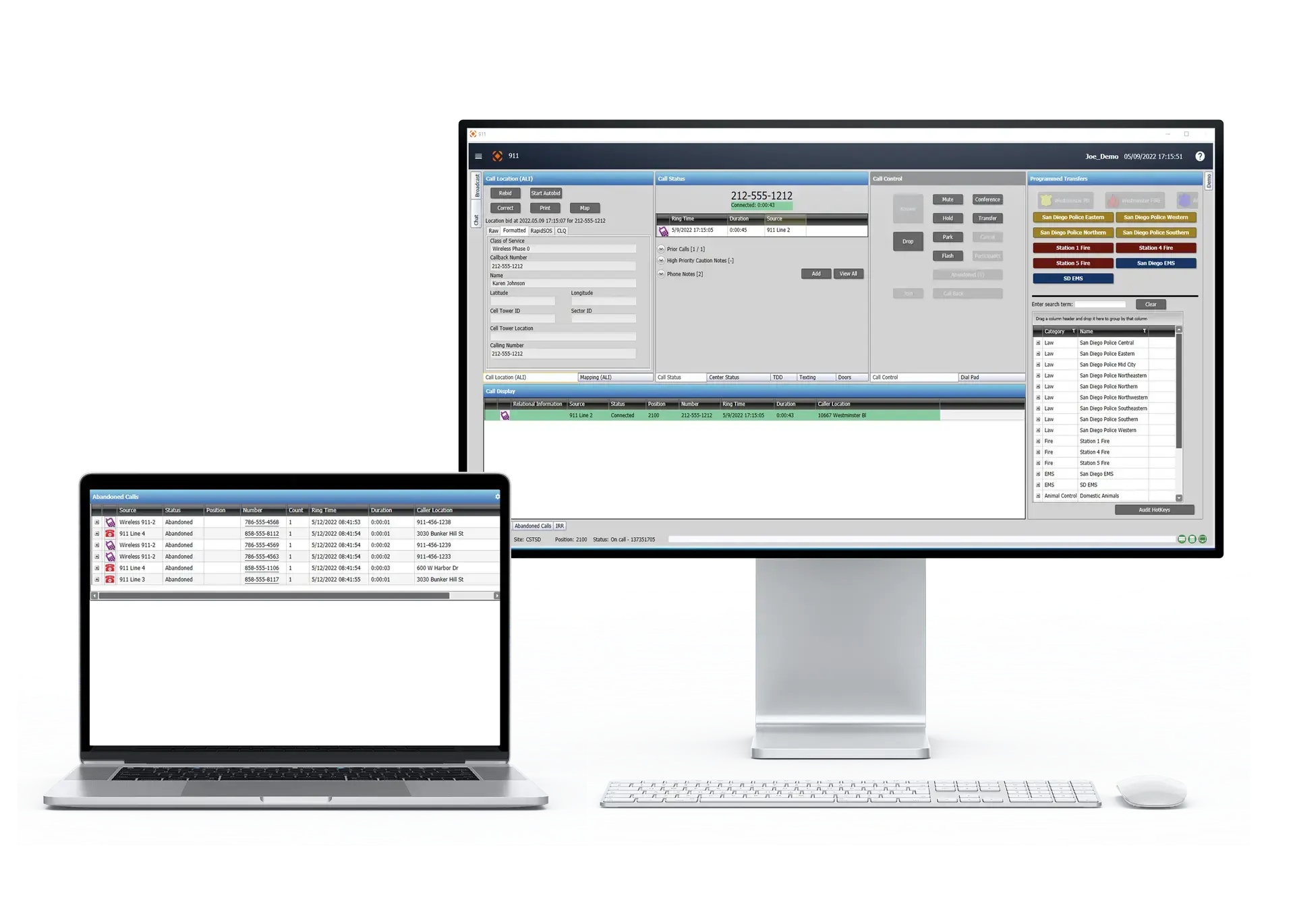 Computer mockup of a 911 system.