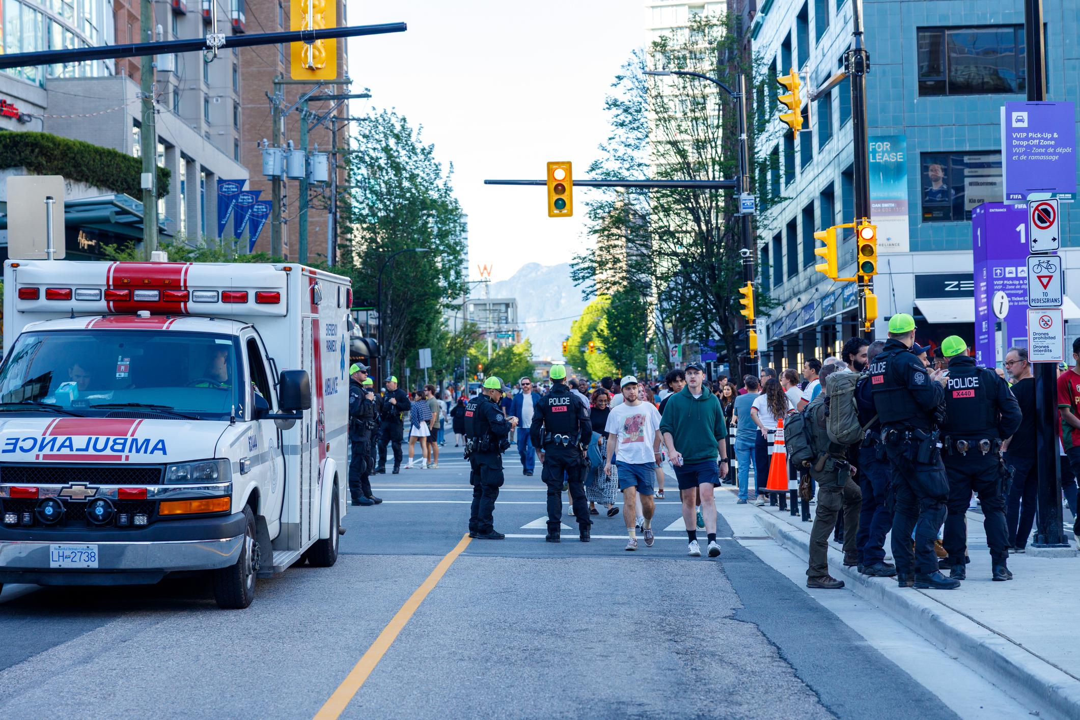 Police and ambulance on a street